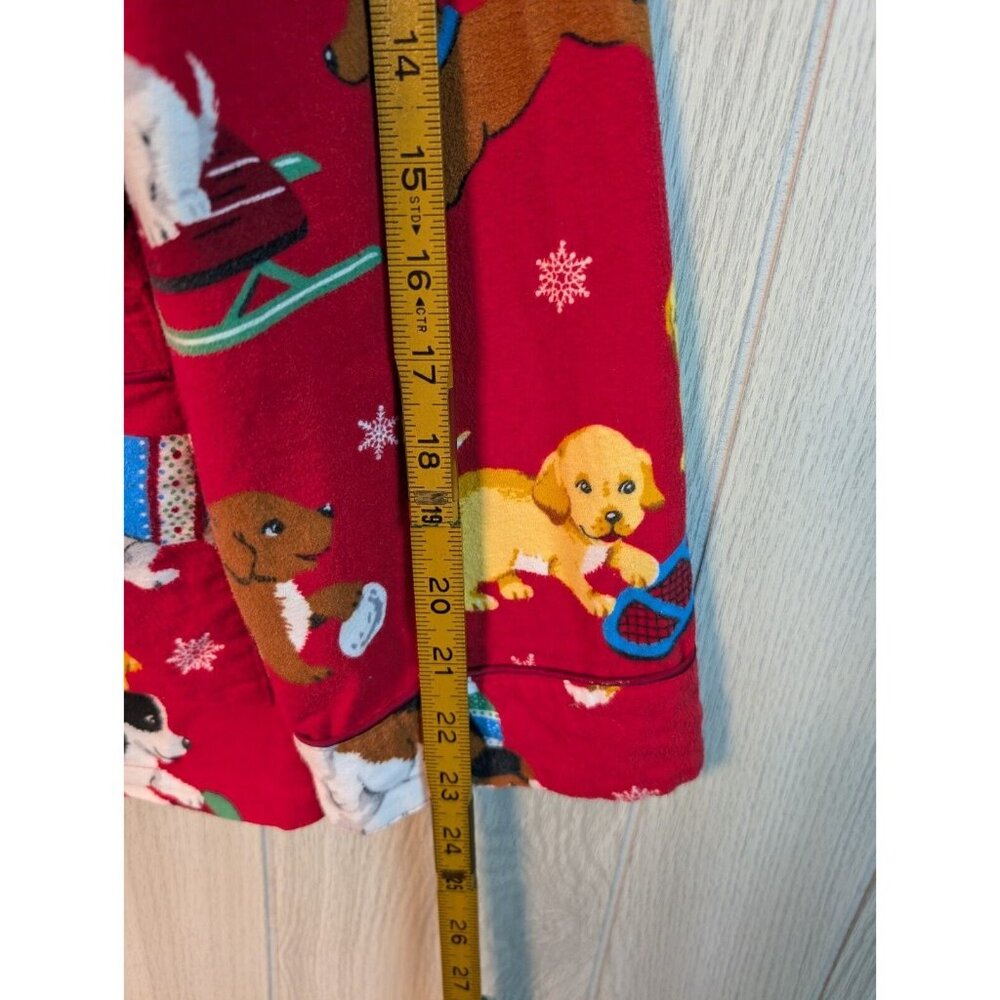 Nick & Nora Medium Christmas Winter Puppies Dogs Snow Shoes Pajama Top Only - Picture 6 of 7